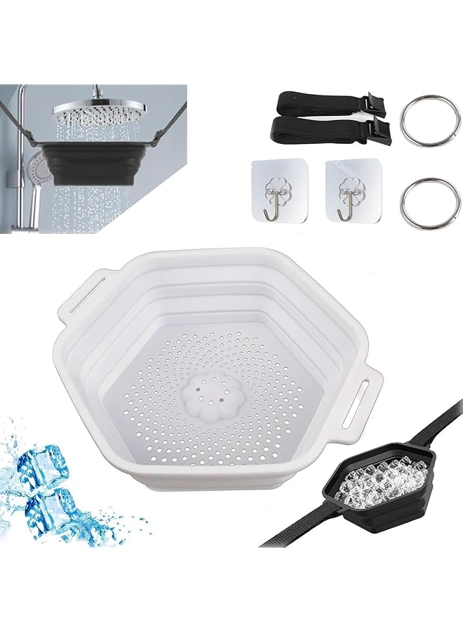 The Bros Silicone Ice Bath Tub Bucket for Bathing, Ice Shower Kit for Muscle Recovery, Portable Quick Ice Bath Barrel Mini, Foldable Ice Shower Basket for Athletes Cold Water Therapy, (1PCS white）  - Image 1