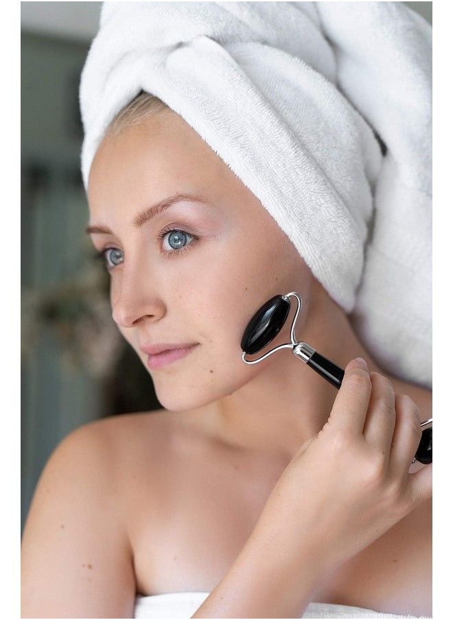 Celestial Silk - Black Obsidian Face Roller Premium Anti Aging Beauty Tool For Depuffing Genuine Volcanic Glass Gemstone Facial Roller - Image 1