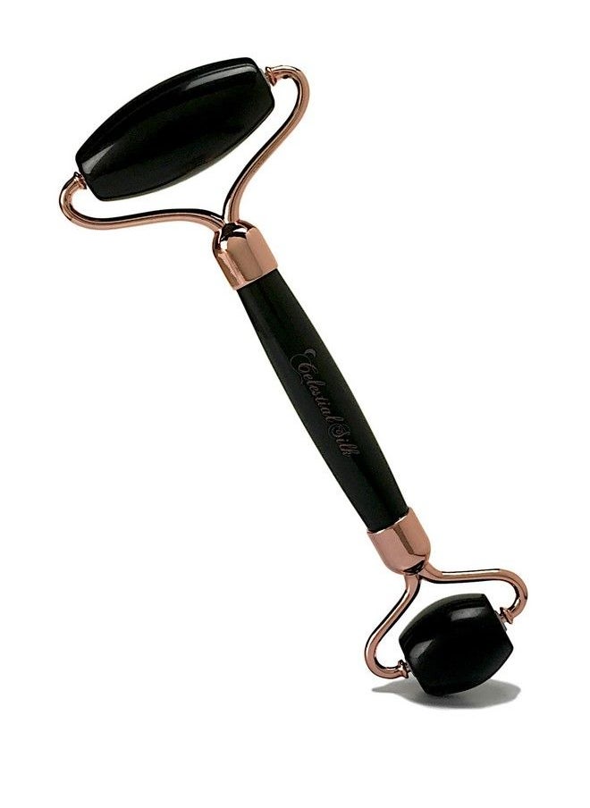 Celestial Silk - Black Obsidian Face Roller Premium Anti Aging Beauty Tool For Depuffing Genuine Volcanic Glass Gemstone Facial Roller - Image 1