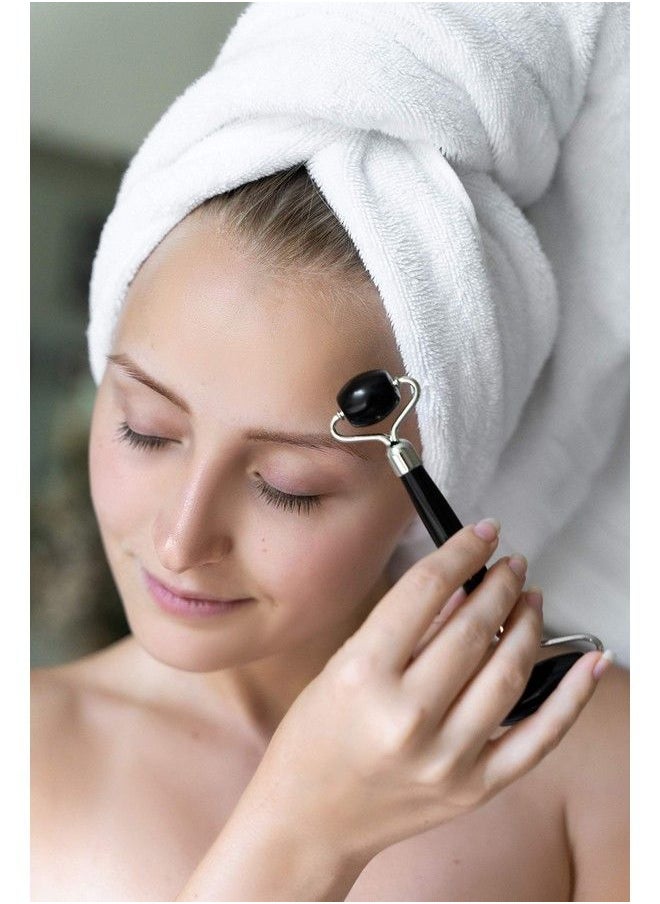 Celestial Silk - Black Obsidian Face Roller Premium Anti Aging Beauty Tool For Depuffing Genuine Volcanic Glass Gemstone Facial Roller - Image 1