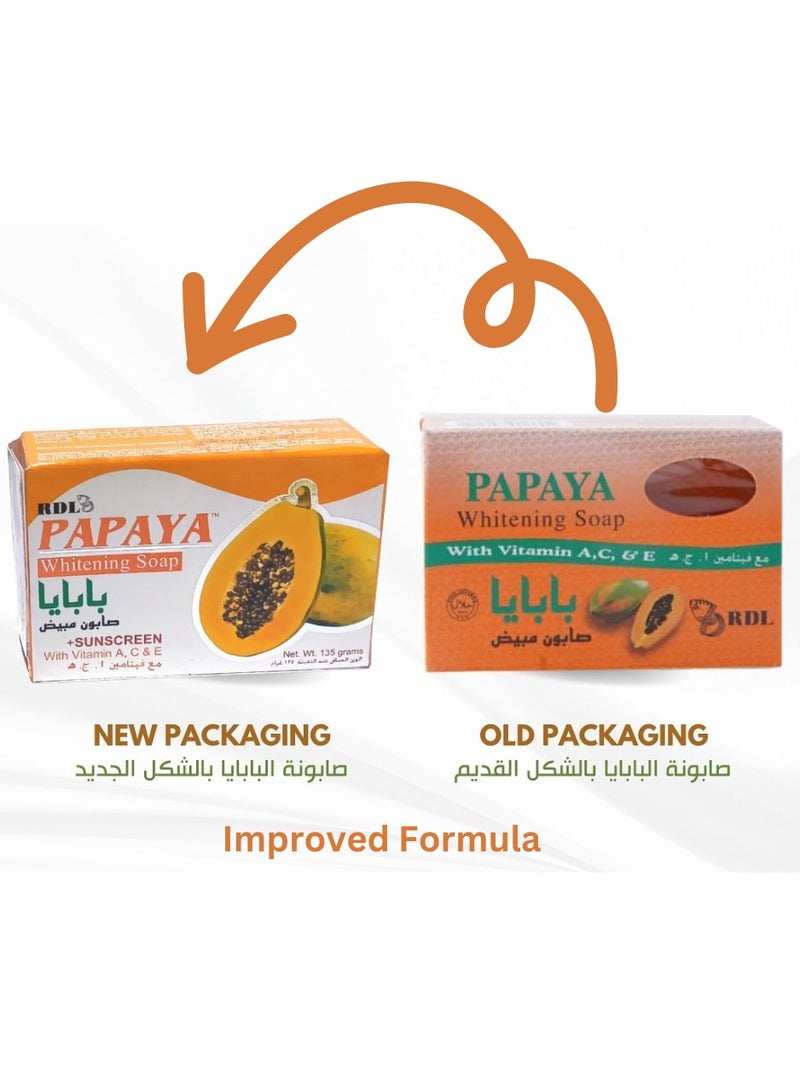 RDL Papaya Whitening Soap  sunscreen with Vitamin A,C,& E 135 grams - Image 2
