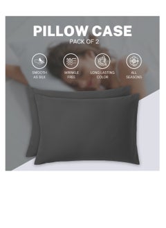 Infinitee Xclusives Premium Grey Queen Pillow Cases - 2 Piece Set Pillow Cover - Soft Brushed Microfiber Fabric - Pillow Cases Standard Size (20x30 Inches) by Infinitee Xclusives  - Image 5