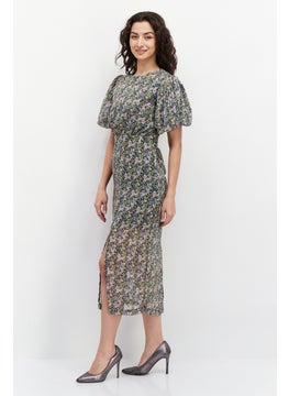 GHOSPELL Women Floral Printed Midi Dress, Black Combo  - Image 2