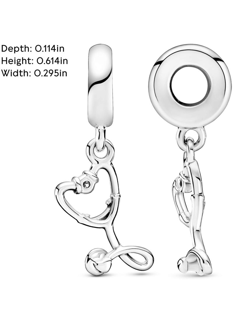 PANDORA - PANDORA Stethoscope Heart Charm Made of Sterling Silver and Cubic Zirconia - Image 1