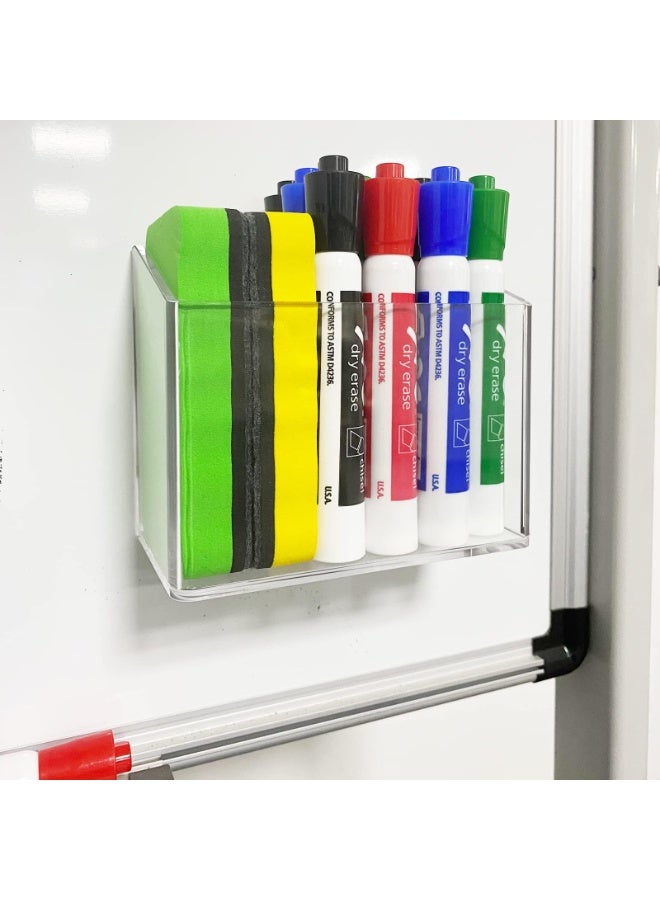 Magnetic Glass Whiteboard Accessory Holder for Markers, Pens, Pencils - Fridge, Lockers, Whiteboards - Transparent, 1 Pack - Image 4