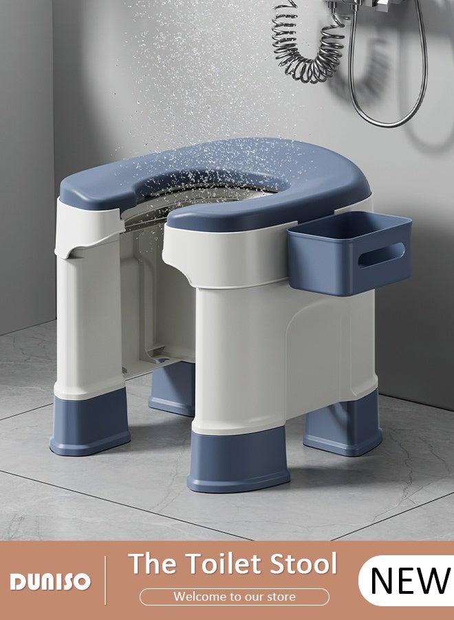 DUNISO Multifunctional Squat Change to Toilet Chair Pregnant Woman Toilet Squat Stool Household Simple Old Man Squat Pit Change Toilet Stool with Anti-slip Floor Mats Tissue Box  - Image 1