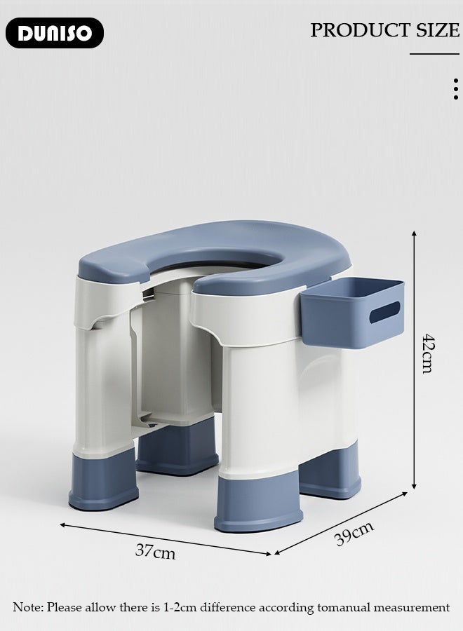 DUNISO Multifunctional Squat Change to Toilet Chair Pregnant Woman Toilet Squat Stool Household Simple Old Man Squat Pit Change Toilet Stool with Anti-slip Floor Mats Tissue Box  - Image 2