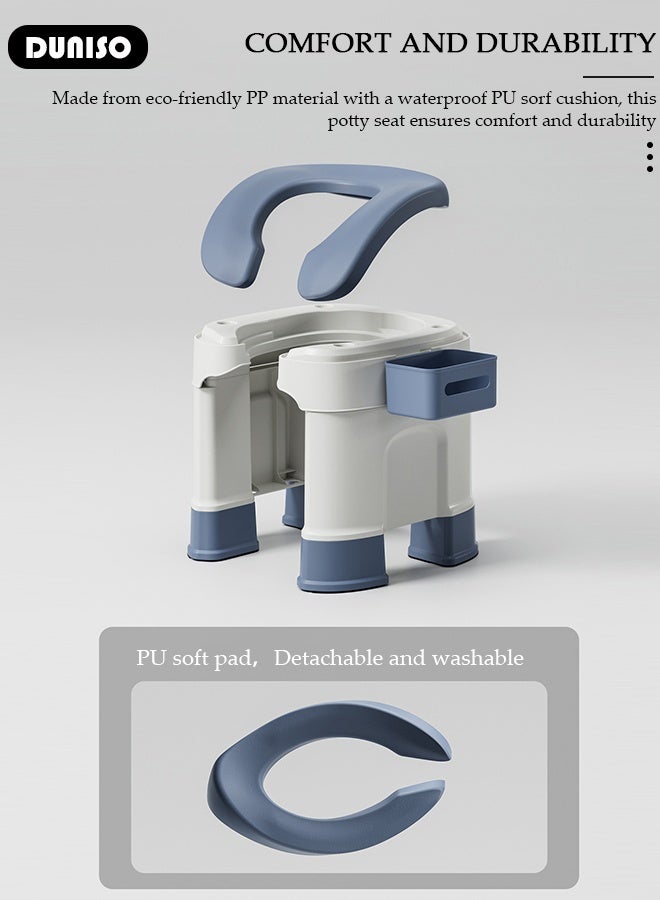 DUNISO Multifunctional Squat Change to Toilet Chair Pregnant Woman Toilet Squat Stool Household Simple Old Man Squat Pit Change Toilet Stool with Anti-slip Floor Mats Tissue Box  - Image 4