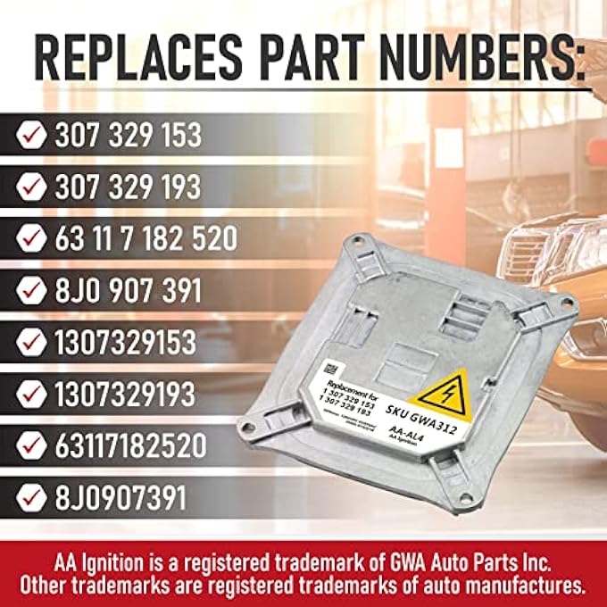 أيه أيه إغنيشن وحدة التحكم في صابورة المصابيح الأمامية زينون HID تحل محل 307 329 153 307 329 193 63 117 182 520 8J0907391 متوافقة مع سيارات كاديلاك DTS Bmw 328I 335I كوبيه M3 645I 650I X5 X3 - Image 4