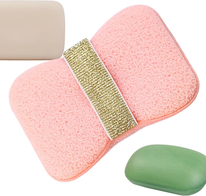 Honeycomb Hair Pink Bath Sponge Soap Saver Shower Scrubber For Women Adults Travel - Image 1