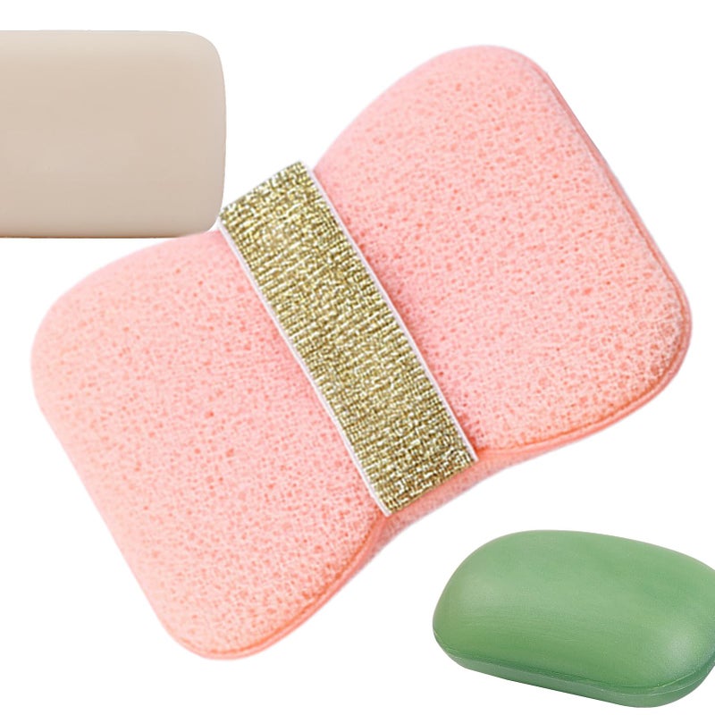 Honeycomb Hair Pink Bath Sponge Soap Saver Shower Scrubber For Women Adults Travel - Image 2