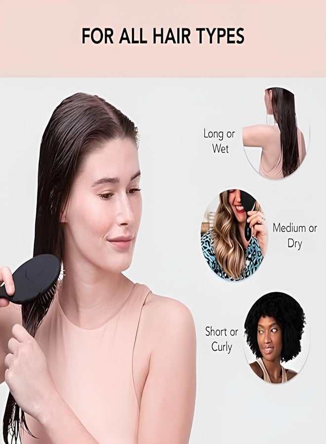 Hector Professional Hair Detangling Brush - Soft Bristle Hair Brushes For Women | Straight & Curly Wet Dry Brush | Travel Brush (Black, 1 Pc) - Image 3