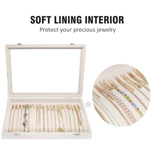 Vicoter Velvet Necklace Display Jewelry Tray 20 Hook Necklace Tray Necklace Pendant Jewelry Tray for Women and Girls - Image 3
