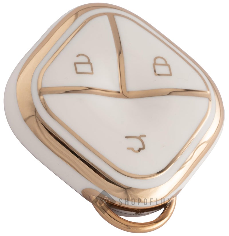 Shopoflux® TPU Key Cover Compatible with MG Comet ev Electric 3 Button Smart Key (White) - Image 1