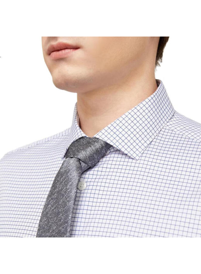 Youngor Men'S Shirt Spring/Summer Youth Men'S Business Casual Plaid Long Sleeve Shirt Blue 43 - Image 3