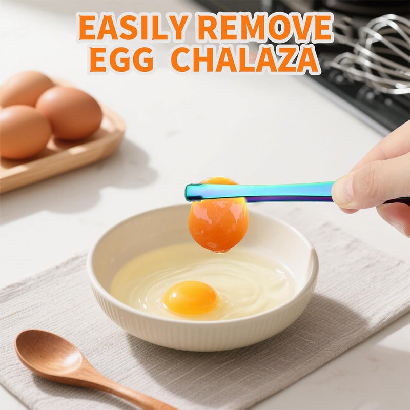 Pretwad 3 Pcs Egg Chalaza Remover Tool, 3 Color 5.98 Inch Stainless Steel Toothed Egg Shell Fragment Membrane Cracker Separator, Multipurpose Kitchen Gadget for Perfectly Clean and Intact Eggs Chefs Bakers - Image 4