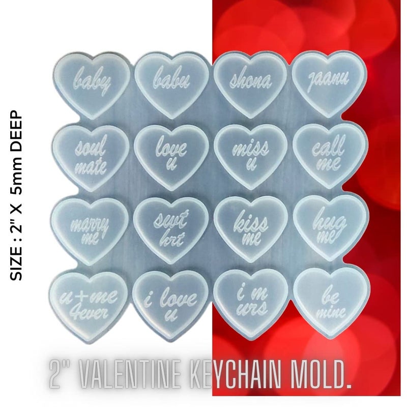 Artool ARTOOL Heart Shape Resin Art Mold Decorative DIY Multiuse Valentine Keychains Mold Epoxy Resin Art Mould 12 in 1 Mould Set of 1 (C46) - Image 3