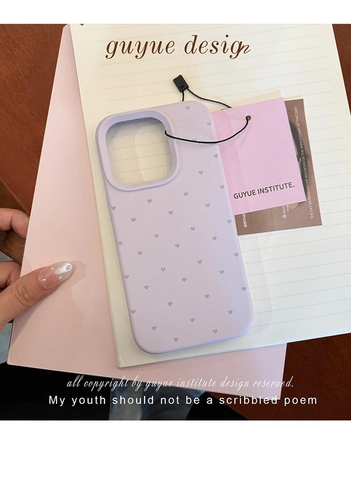 NIBEMINENT Full Screen Little Hearts Protective TPU Case Cover For iPhone 16, Purple