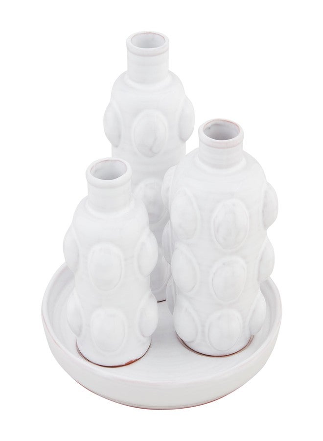 Mud Pie Beaded Triple Vase; 5 1/2" x 6 1/2" Dia - Image 1