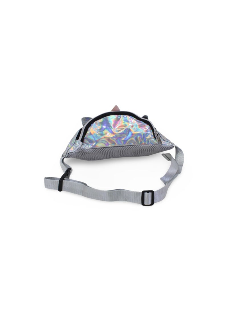 Waist Bag – Shiny Silver with Unicorn Design - Image 2