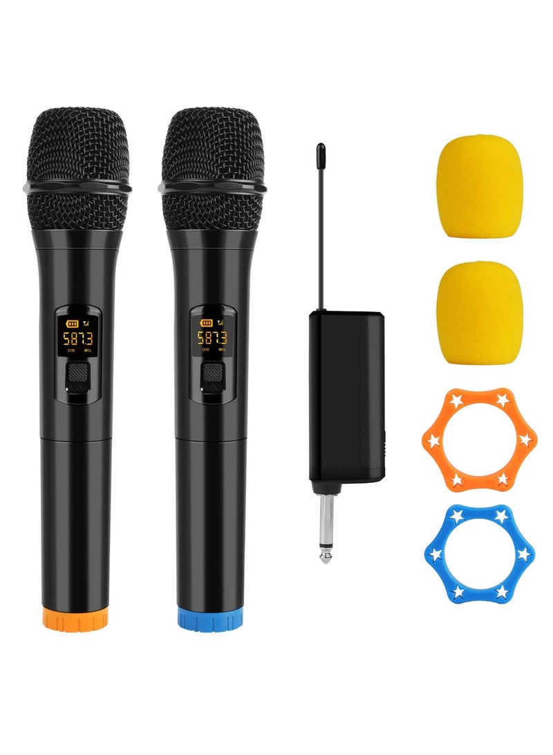 Wireless Microphone  UHF Dual Portable Handheld Dynamic Karaoke Mic with Rechargeable Receiver For Family Party Singing And Meeting - Image 1
