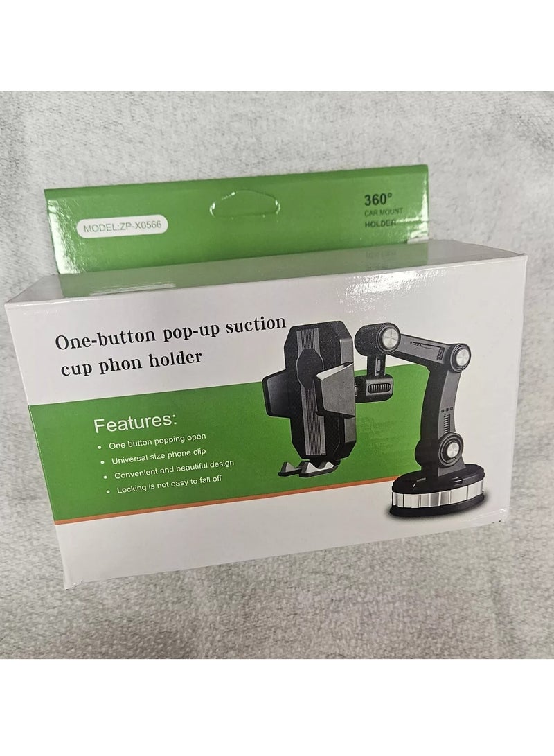 Car Phone Holder Mount Suction Cup Cell Phone Holder Stand Universal Dashboard Windshield Window Phone Holder One-Button Pop-up Strong Suction Cell Phone Car Mount - Image 4