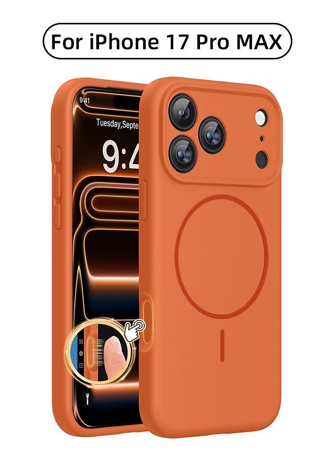 Magnetic Case for iPhone 17 Pro Max, [MagSafe Compatible][All-Round Protection][With Camera Control Cover][Four-Layer Structure] Nano-Smooth Liquid Silicone Drop Protection Phone Case for iPhone 17 Pro Max 6.9 inch, Orange - Image 1