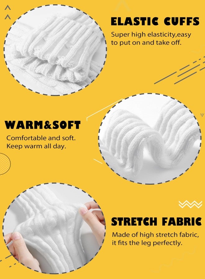 TOBEHIGHER Leg Warmers for Women Winter, 1 Pair of White Leg Warmers 80s Cable Knit/Thigh High for Party, Yoga - Image 3