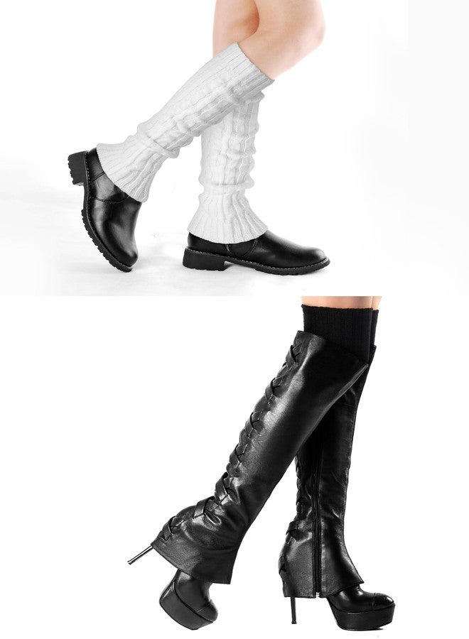 TOBEHIGHER Leg Warmers for Women Winter, 1 Pair of White Leg Warmers 80s Cable Knit/Thigh High for Party, Yoga - Image 2