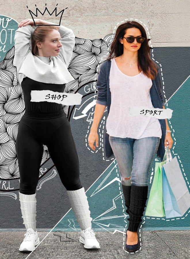 TOBEHIGHER Leg Warmers for Women Winter, 1 Pair of White Leg Warmers 80s Cable Knit/Thigh High for Party, Yoga - Image 5