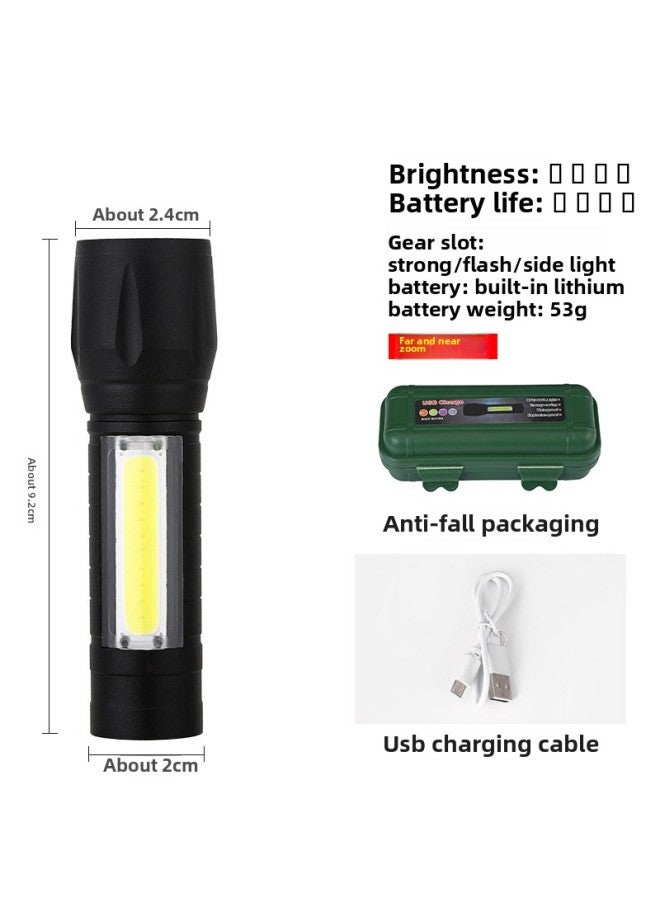 Strong Light Super Bright Mini Household Outdoor Small Flashlight Usb Charging Multi-function Long-range Outdoor LED Zoom Flashlight