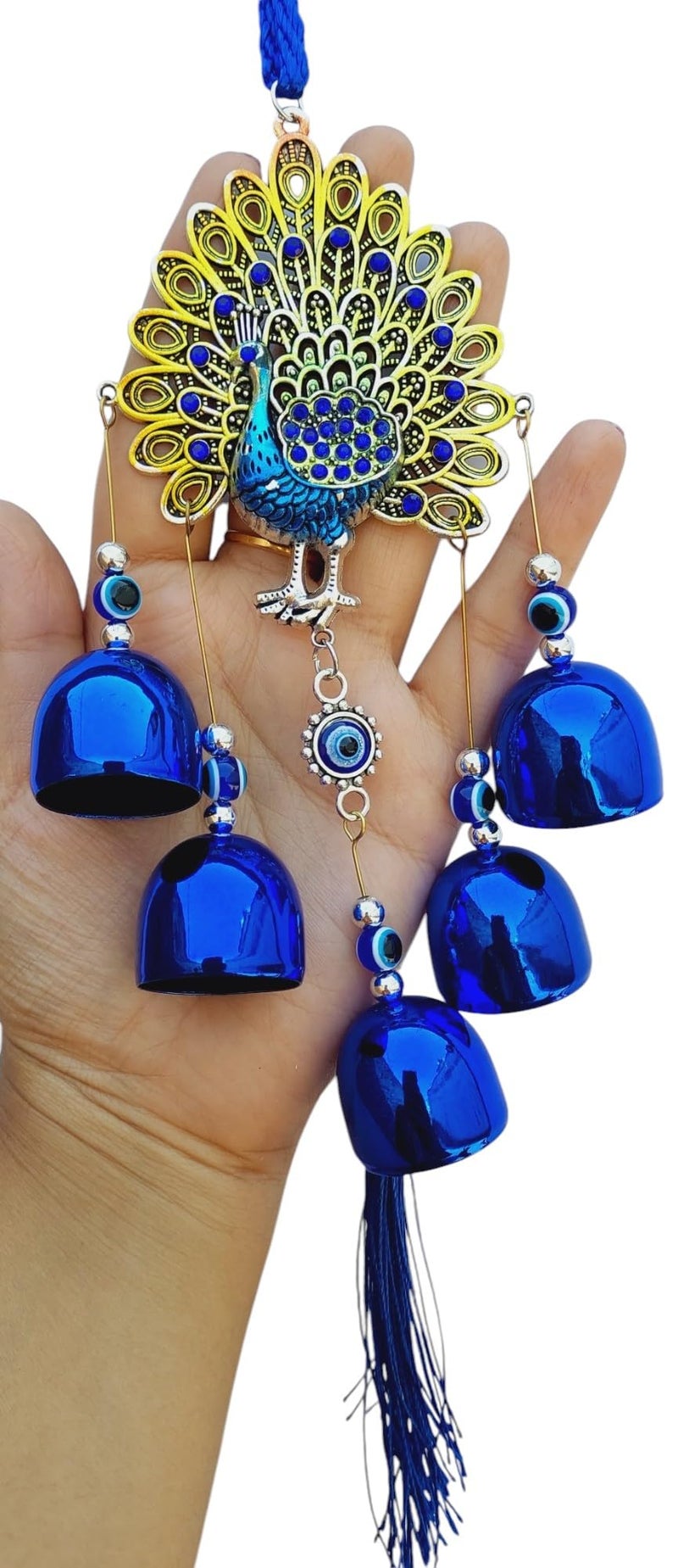 ARTISKRITI Metal Evil Eye Hanging for Home House Entrance Door Decoration, Peacock Showpiece Nazar Battu for Shop Office Living Room, Blue - Image 4