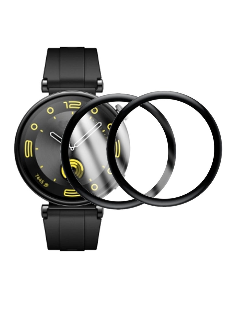 2 Pcs Compatible For Huawei Watch GT4 41mm Screen Protector With 3D Full Screen Coverage Case Curved Edge HD Premium Real Screen Protector For Huawei Watch GT 4 (41mm) Dustproof Anti-Scratch  - Image 1