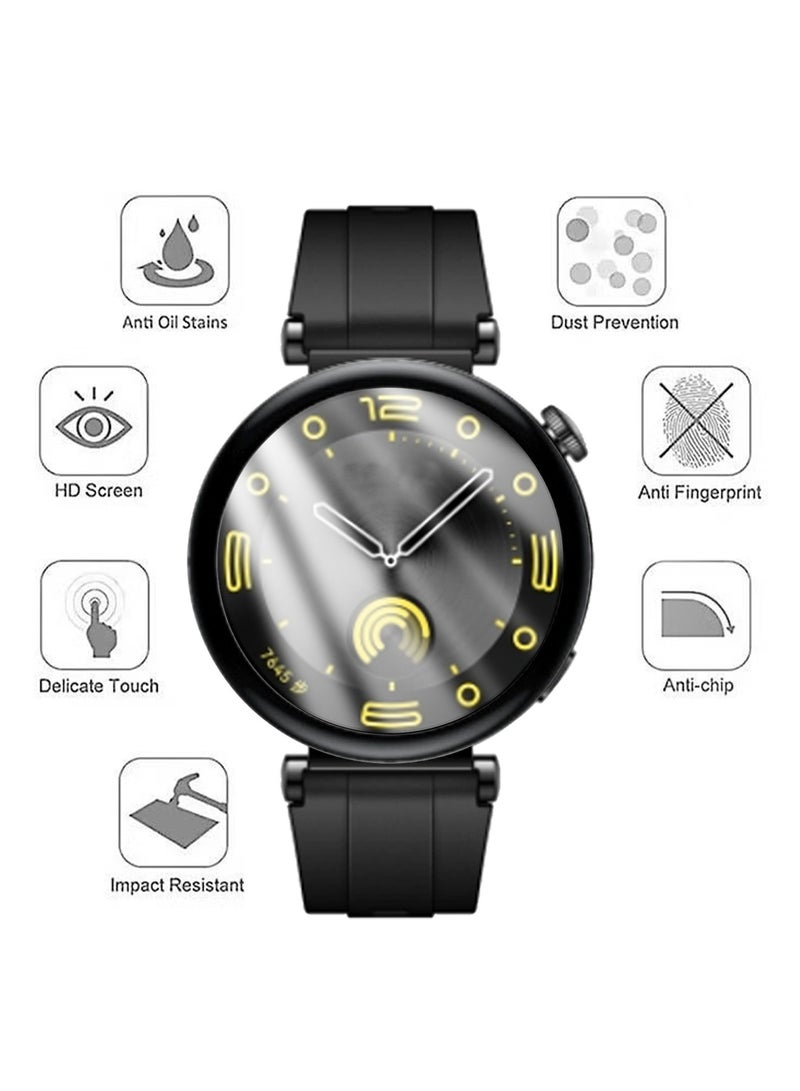 2 Pcs Compatible For Huawei Watch GT4 41mm Screen Protector With 3D Full Screen Coverage Case Curved Edge HD Premium Real Screen Protector For Huawei Watch GT 4 (41mm) Dustproof Anti-Scratch  - Image 2