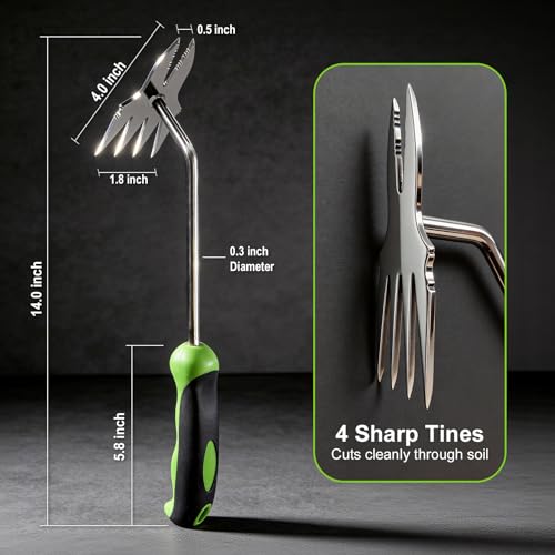 BREWIN TOOLS Garden Tools, 2-in-1 Hand Weeder Puller, Heavy Duty Stainless Steel Gardening Hand Tool for Deep Root Removal, Ergonomic Non-Slip Weed Remover for Lawn Yard Garden, 1 Pack - Image 5