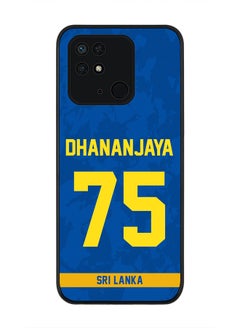 Rugged Black Edge Case for Redmi 10C 4G , Slim fit Soft Case Flexible Rubber Edges Thin Cover - Player Name - Dhananjaya de Silva, Jersey Number- 75