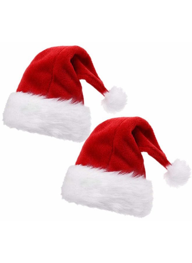 ALIMITOPIA 2pcs Christmas Santa Hat,Double Layer Luxury Plush Christmas Santa Claus Cap Xmas Hat for Adults - Image 1
