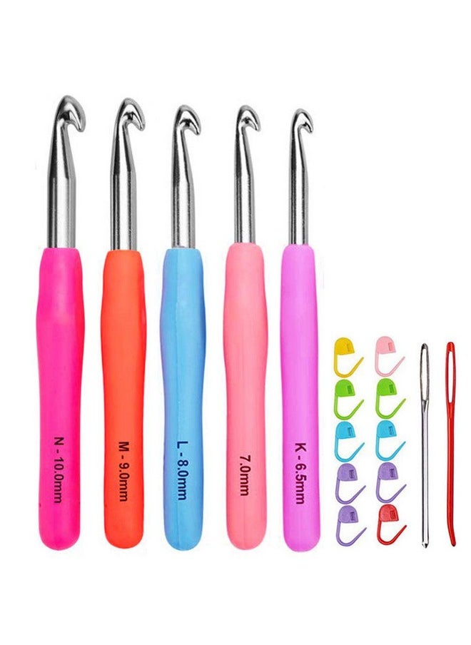 WooCrafts - Size 6.5Mm 7.0Mm 8.0Mm 9.0Mm 10.0Mm Crochet Hooks Set Ergonomic Grip Soft Handles Aluminum Crochet Hook Size K L M N/P In Case - Image 1