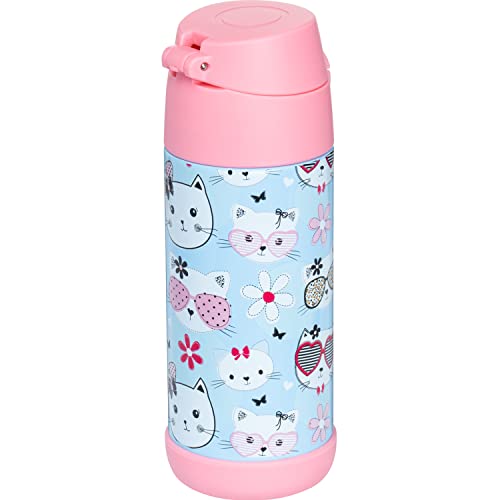 Snug Insulated Kids Water Bottle with Straw & Spout – Double-Wall Stainless Steel, Leakproof, Easy-Flip Lid – For School, Travel, Toddlers & Big Kids - Kitty, 12oz - Image 3