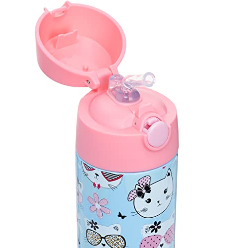 Snug Insulated Kids Water Bottle with Straw & Spout – Double-Wall Stainless Steel, Leakproof, Easy-Flip Lid – For School, Travel, Toddlers & Big Kids - Kitty, 12oz - Image 5