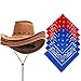 SATINIOR 12 Pcs Western Cowboy Hat and Bandanna Cowboy Party Bandannas Pack Western Faux Felt Farmer Hat for Women Men for Carnival Costume Accessories Cosplay Fancy Dress Party Favorite - Image 4