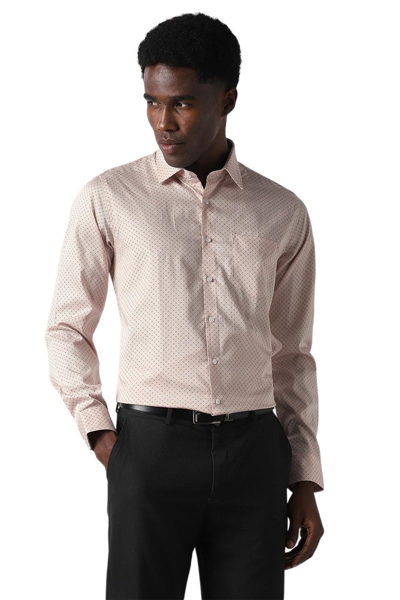 Van Heusen Men Cotton Slim Fit Shirt (VHSFFSLB246750_Peach, 42 - Image 1