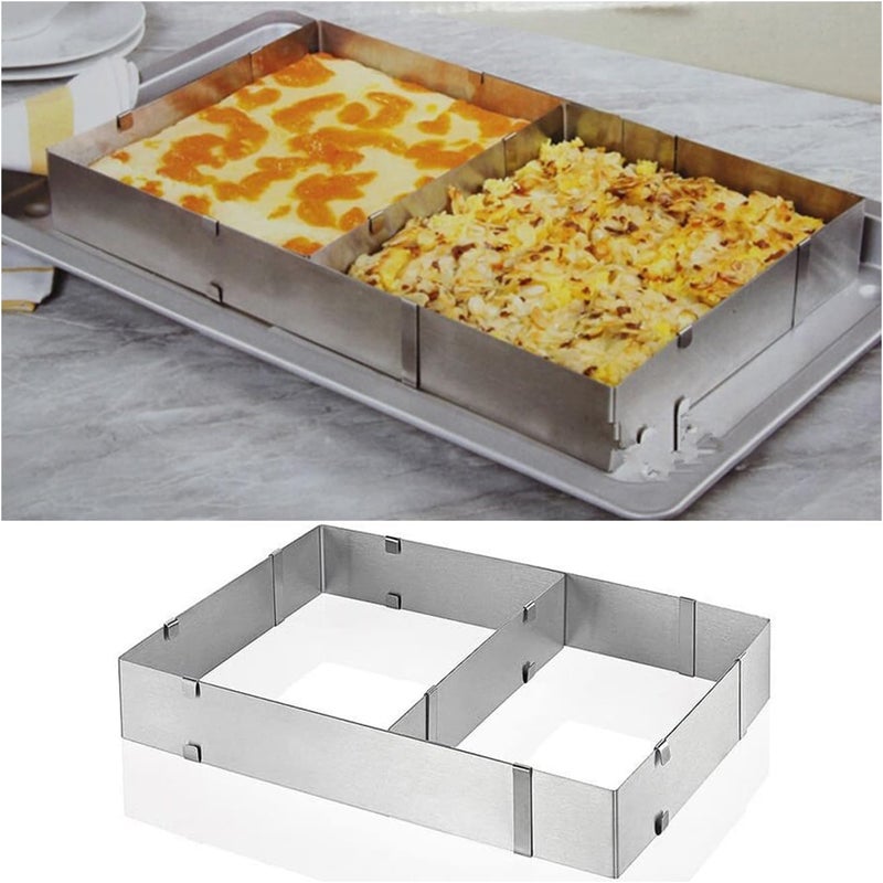 TinLeJa 10 Reach 20 Inch Rectangular Stainless Steel Adjustable Flexible Scalable Mousse Cake Mould Cake Tiramisu Bread Pastry Baking Mould Bakeware Baking Tool - Image 1