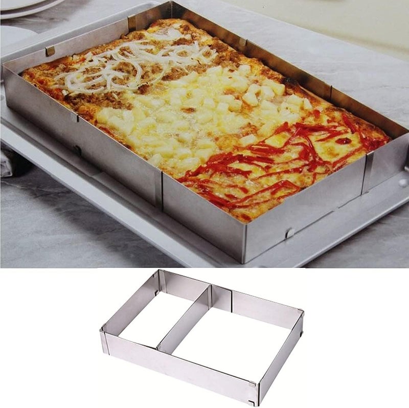 TinLeJa 10 Reach 20 Inch Rectangular Stainless Steel Adjustable Flexible Scalable Mousse Cake Mould Cake Tiramisu Bread Pastry Baking Mould Bakeware Baking Tool - Image 5