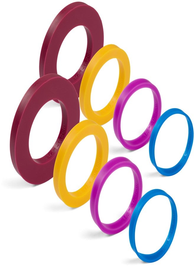 GreenOlive Rolling Pin Guide Ring Spacer Bands (8 Piece Set) Multicolored Flexible Silicone Slip On Baking Accessories Fit 1 3/4” to 2” Wide Dough Rollers - Image 1