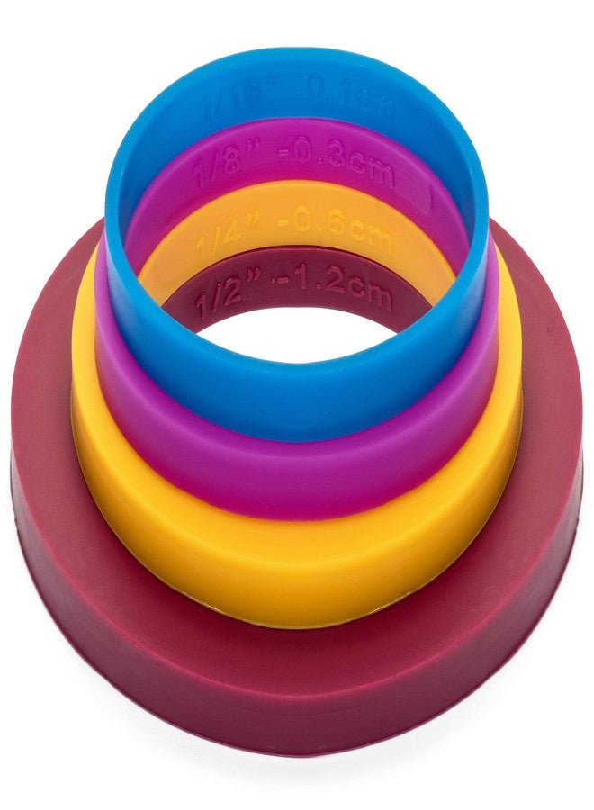 GreenOlive Rolling Pin Guide Ring Spacer Bands (8 Piece Set) Multicolored Flexible Silicone Slip On Baking Accessories Fit 1 3/4” to 2” Wide Dough Rollers - Image 2