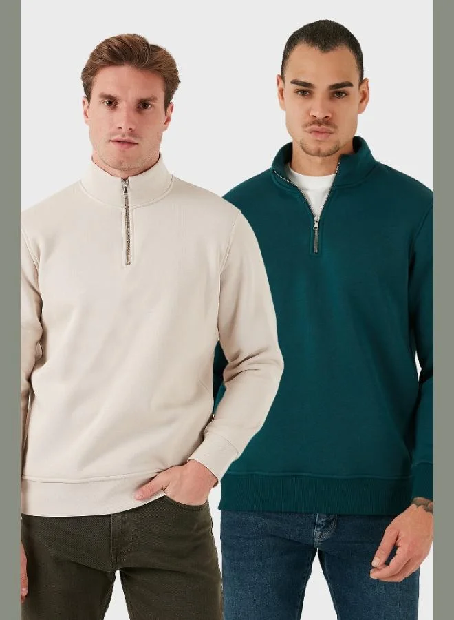 Buratti Cotton Regular Fit Stand-Up Collar 2-Pack Men's Sweatshirt 59052592S2