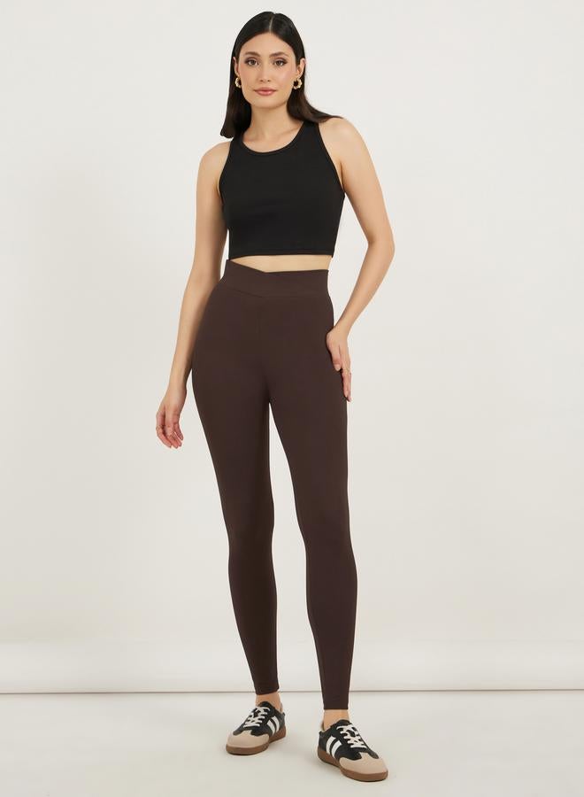 Styli Criss-Cross Waistband Ankle Length Leggings - Image 1