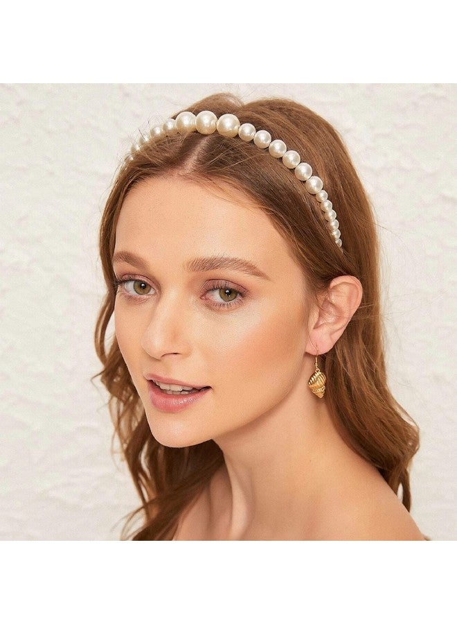 ووفوووفو عصابة رأس من اللؤلؤ للنساء، عبوة من 8 قطع، عصابة رأس من اللؤلؤ الصناعي الأبيض، عصابة رأس معدنية ذهبية على شكل زهرة الفراشة، عصابة شعر للعروس، إكسسوارات شعر لحفلات الزفاف للفتيات - Image 4