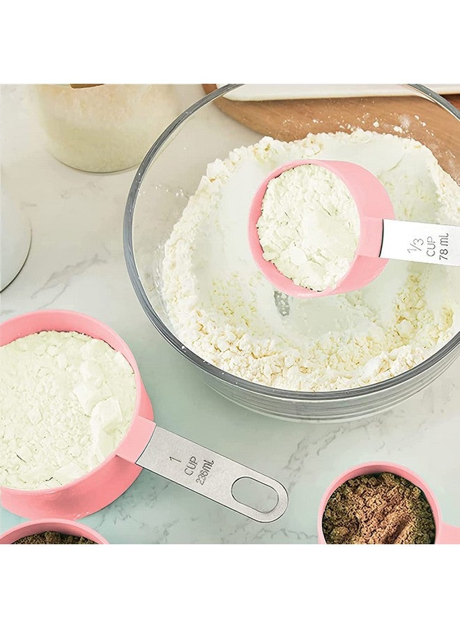 SEMITO Measuring Cups & Spoon Combo for Dry or Liquid/Kitchen Gadgets for Cooking & Baking Cakes/Measuring Cup Set Combo with Handles (Set of 4 Cups & 4 Spoons) (Pink) - Image 4